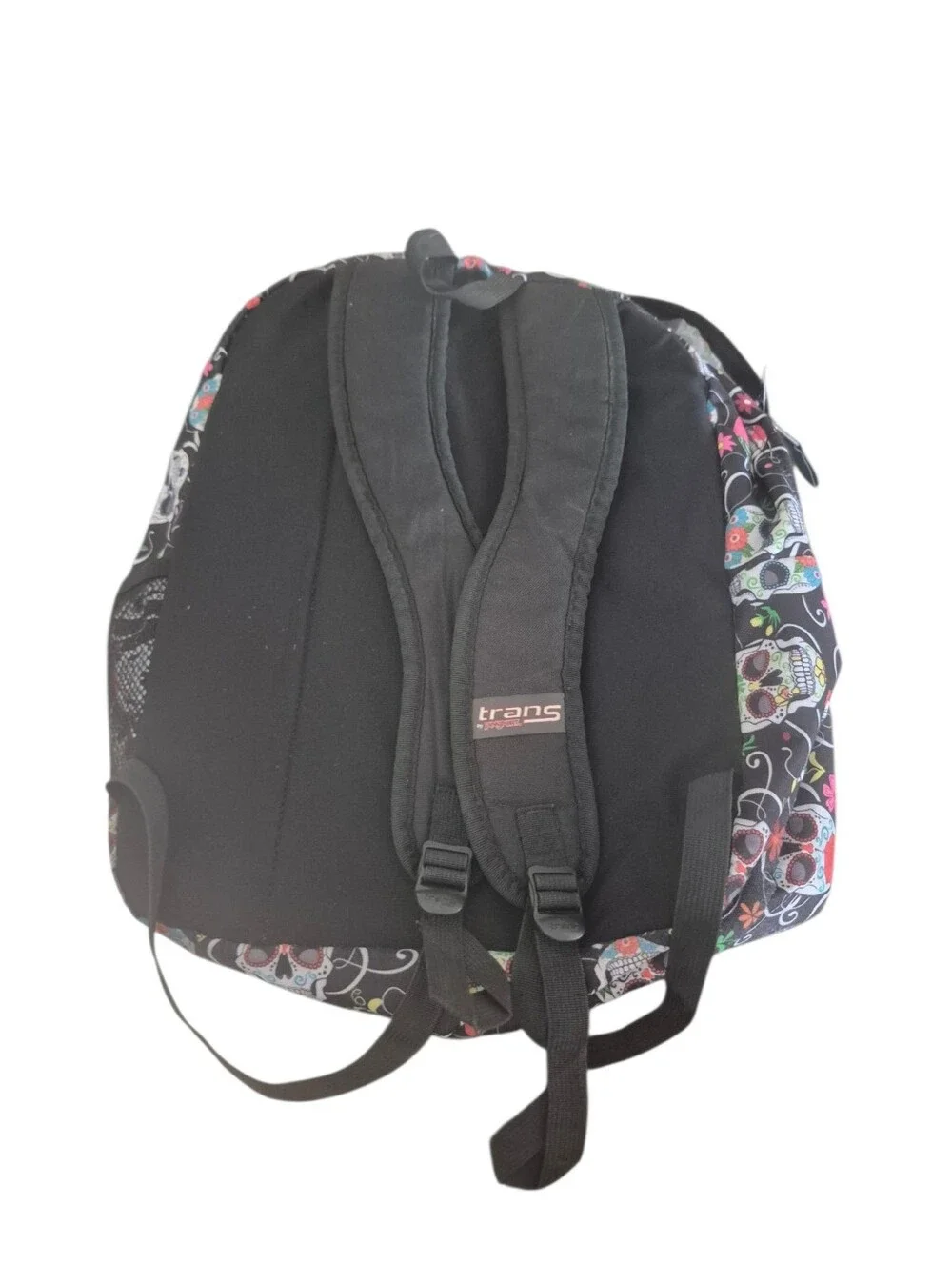 Jansport Black Backpack with Multicolor Sugar Skull Print